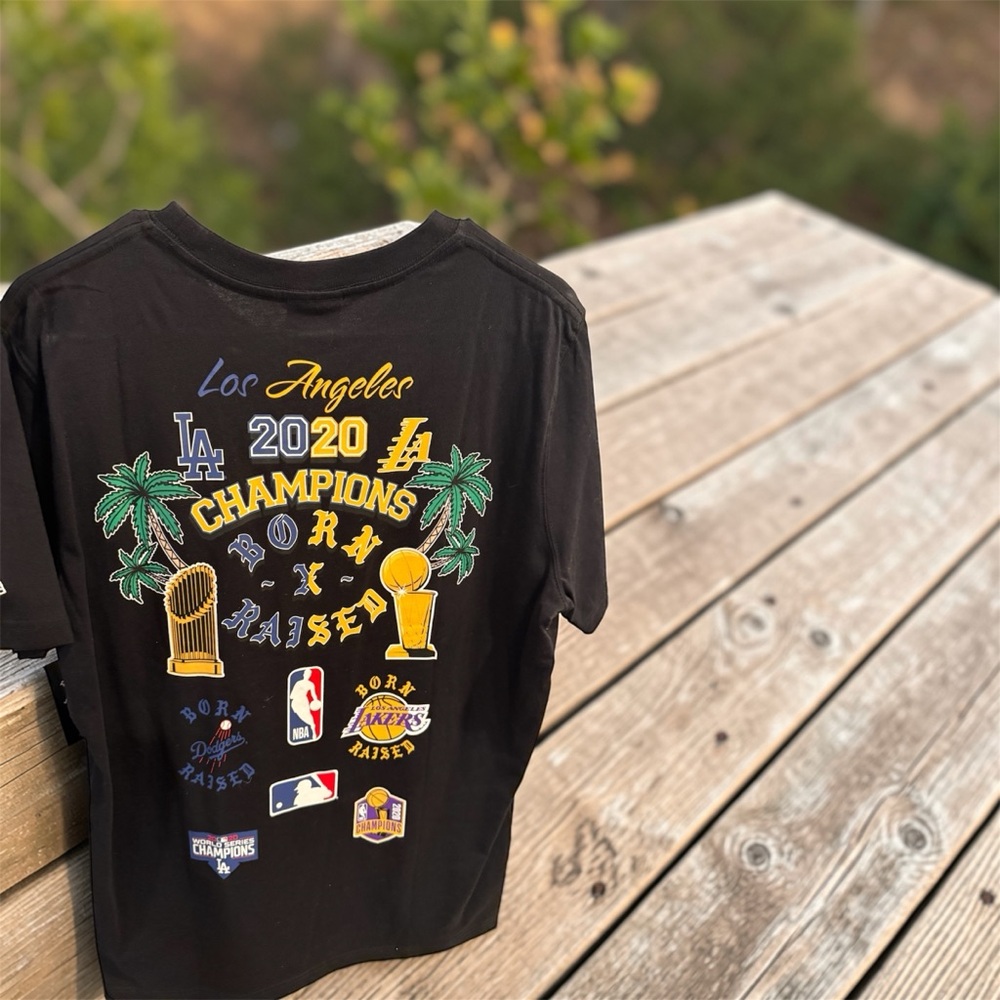 BORN X RAISED Black LA Champions Tee